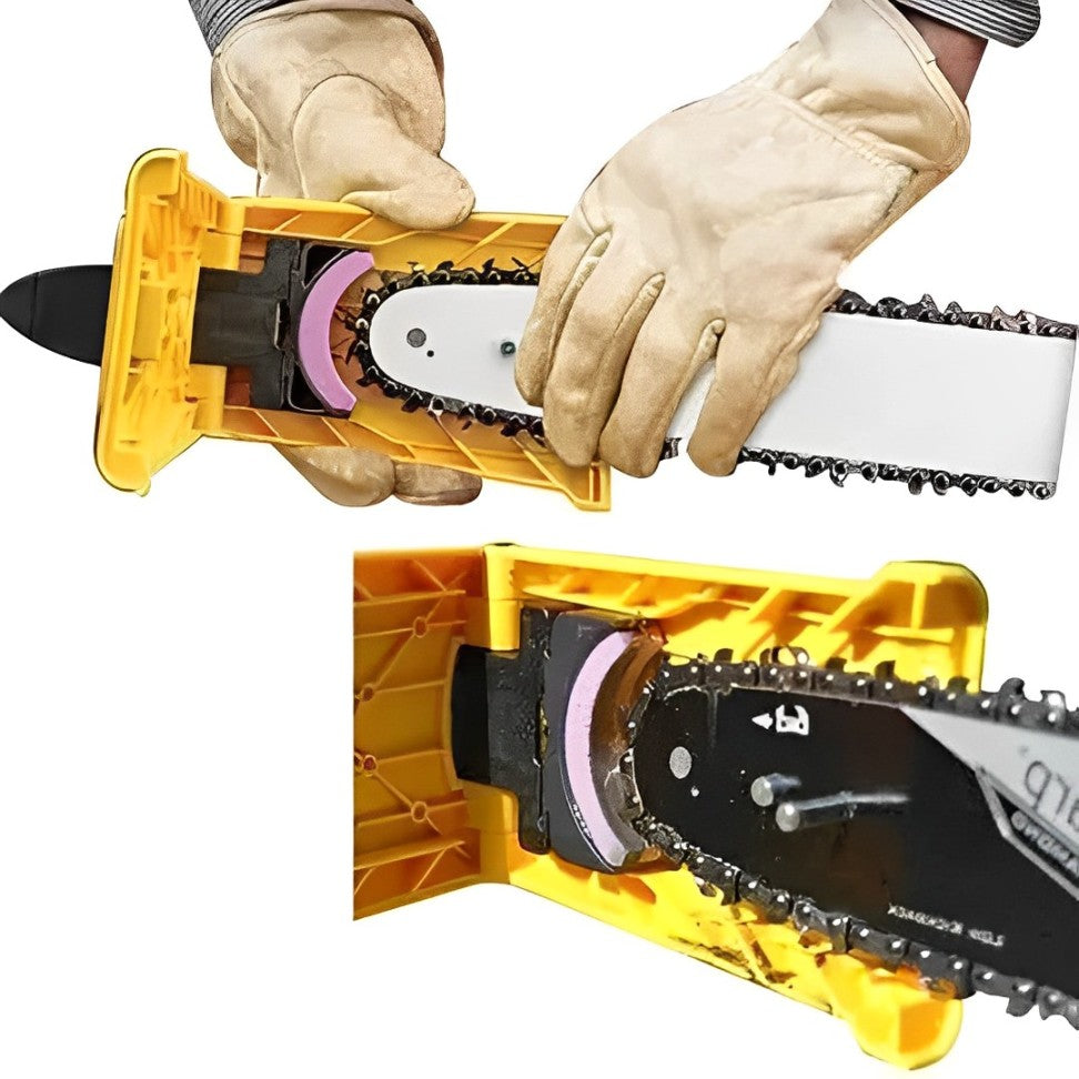 Portable Chainsaw Bar Sharpener with Dual Pin Mount and Grinding Stone