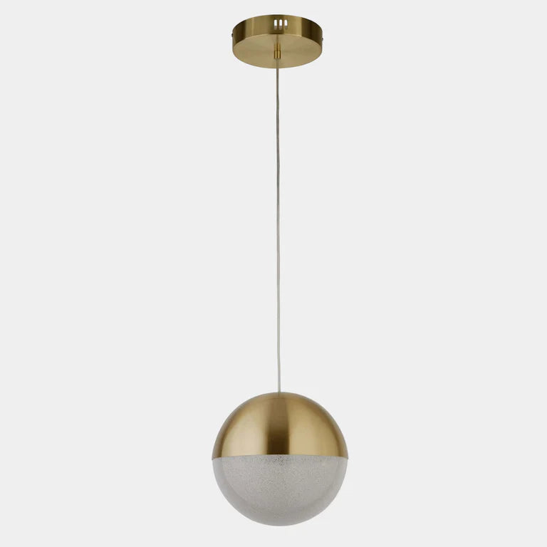 Aurelia Gold Globe LED Pendant Light 10" Frosted Glass & Brass Finish, Modern Ceiling Lighting