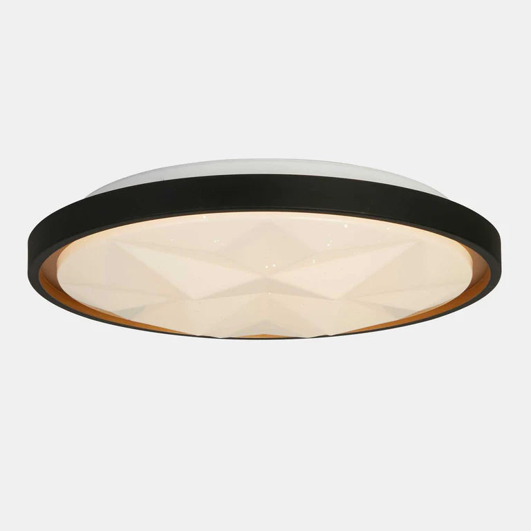 LumaAura LED Flush Mount Ceiling Light 16" Black & White with Adjustable Color Temperature