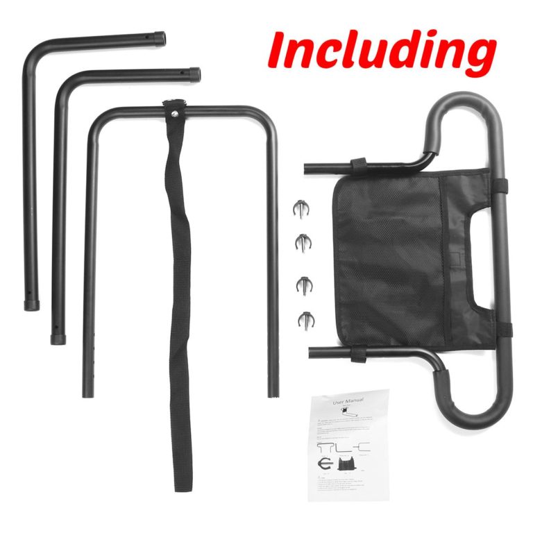 Bed Rail with Storage Pouch and Roll Prevention Barrier for Seniors