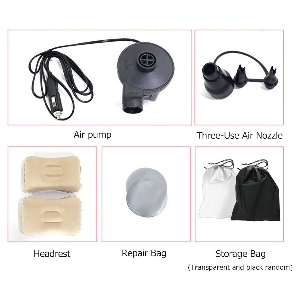 Inflatable Backseat Mattress with Vehicle Pump and Safety Guards