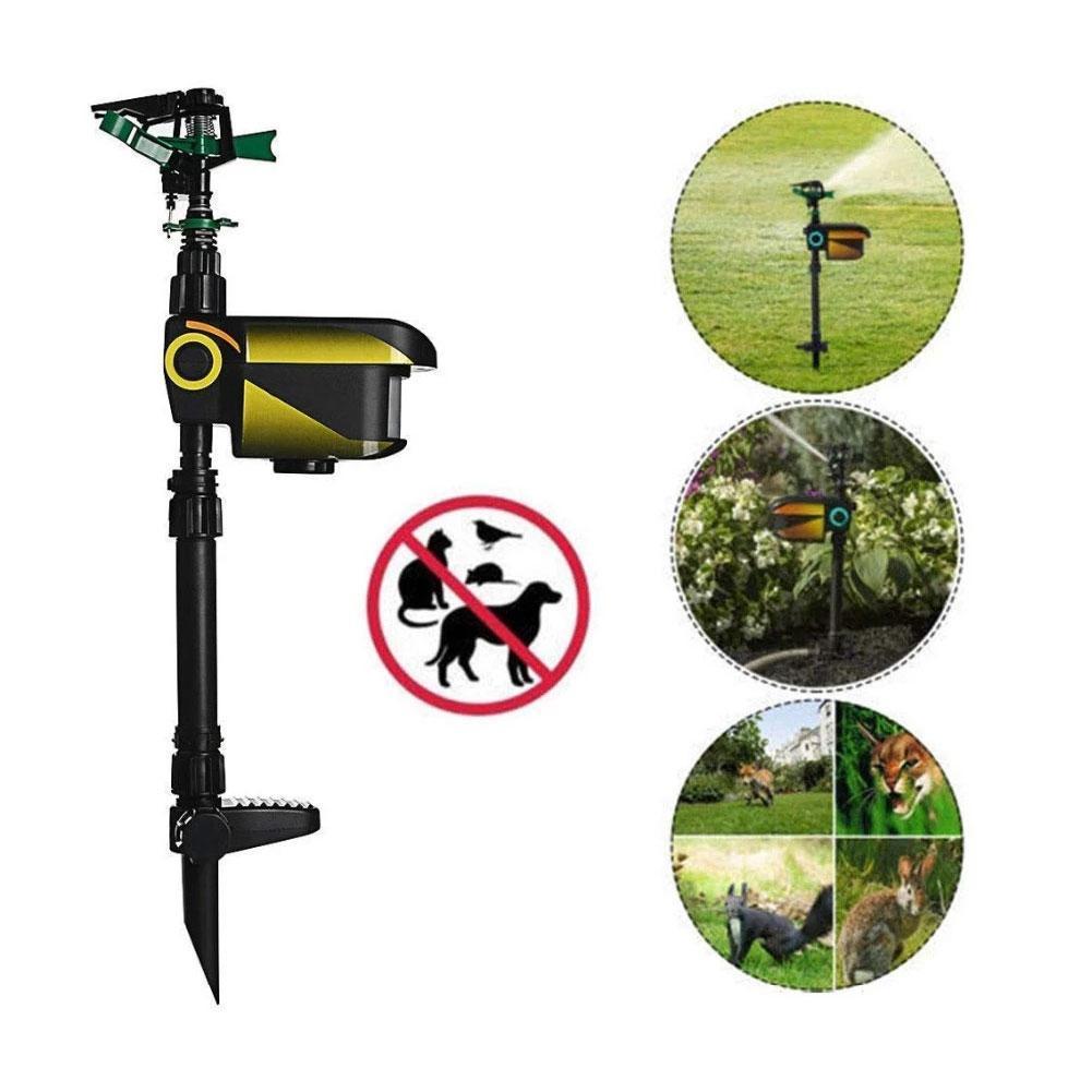 Solar Motion Activated Garden Sprinkler with 300 Degree Coverage and Adjustable Sensitivity