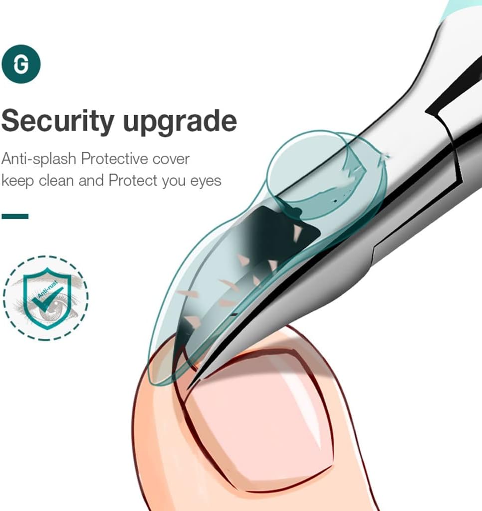 Curved Blade Toenail Clipper with 25 Degree Angle and Built-in Guard for Thick Nails
