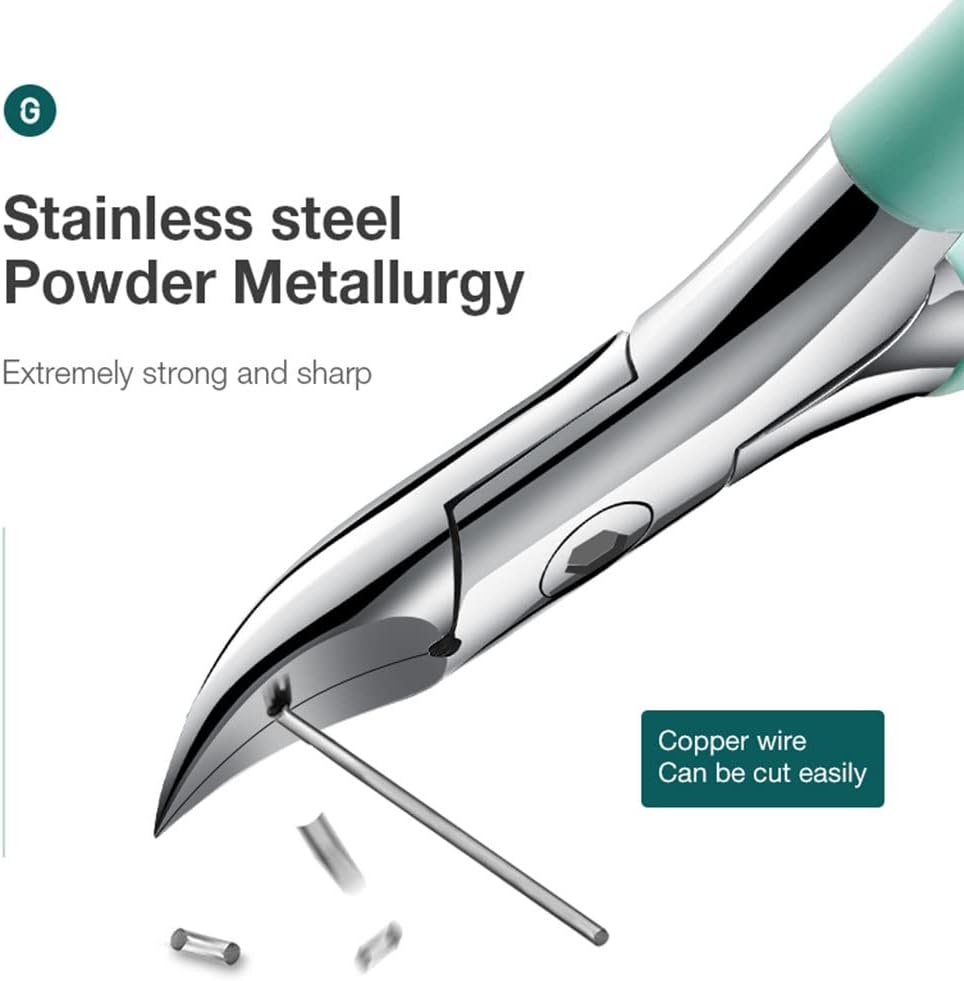 Curved Blade Toenail Clipper with 25 Degree Angle and Built-in Guard for Thick Nails