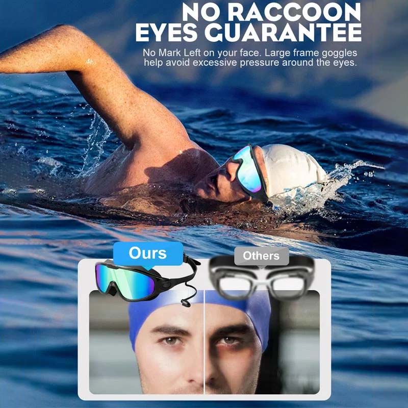 Swimming Goggles with 180 Degree Viewing Angle and Anti-Fog Lens Coating