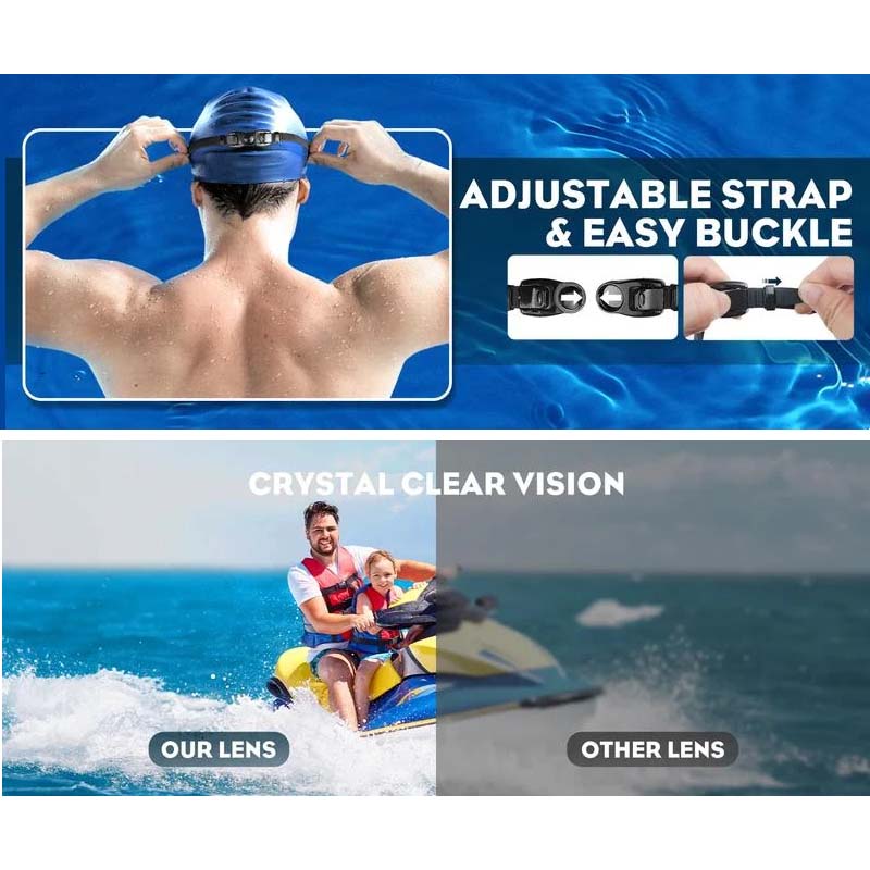 Swimming Goggles with 180 Degree Viewing Angle and Anti-Fog Lens Coating