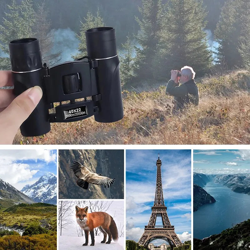 Compact Binoculars with 8x Magnification and 2000 Meter Range, Foldable Design