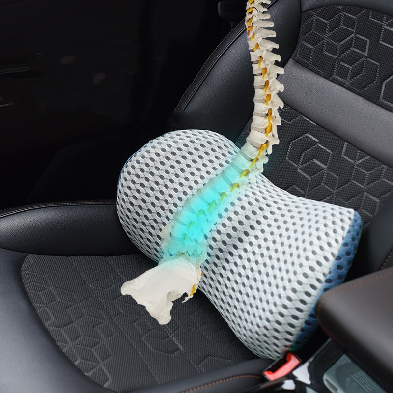 Lumbar Support Cushion with Removable Washable Cover and Ergonomic Spine Curve