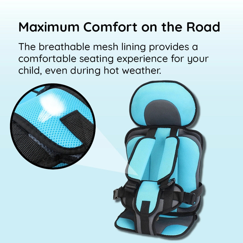 Booster Car Seat Cushion with Five Point Safety Strap and Mesh Lining