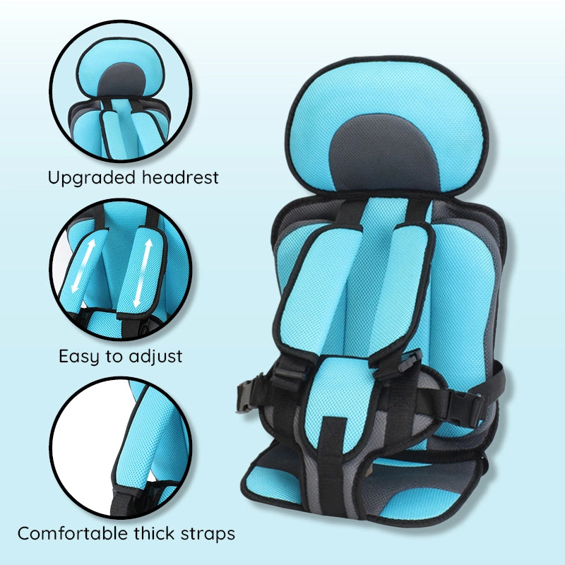 Booster Car Seat Cushion with Five Point Safety Strap and Mesh Lining