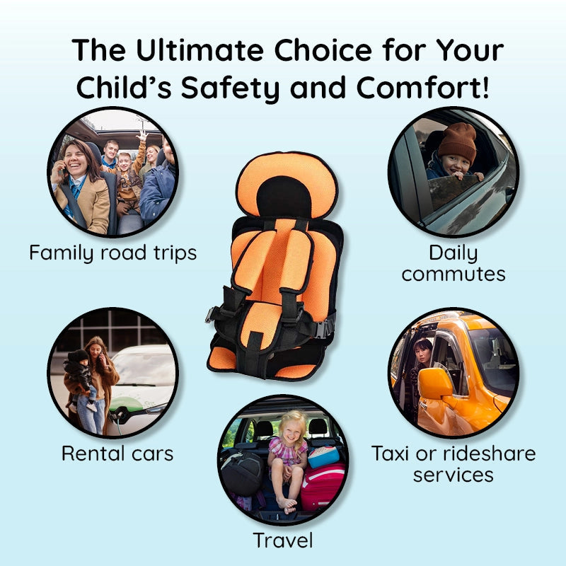 Booster Car Seat Cushion with Five Point Safety Strap and Mesh Lining