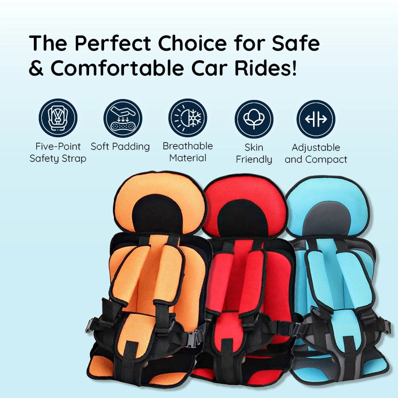 Booster Car Seat Cushion with Five Point Safety Strap and Mesh Lining