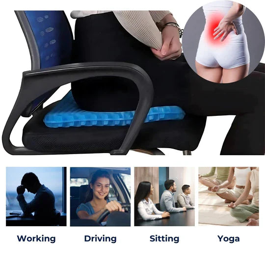 Gel Seat Cushion with Honeycomb Structure and Ergonomic Support for Office, Car, Wheelchair