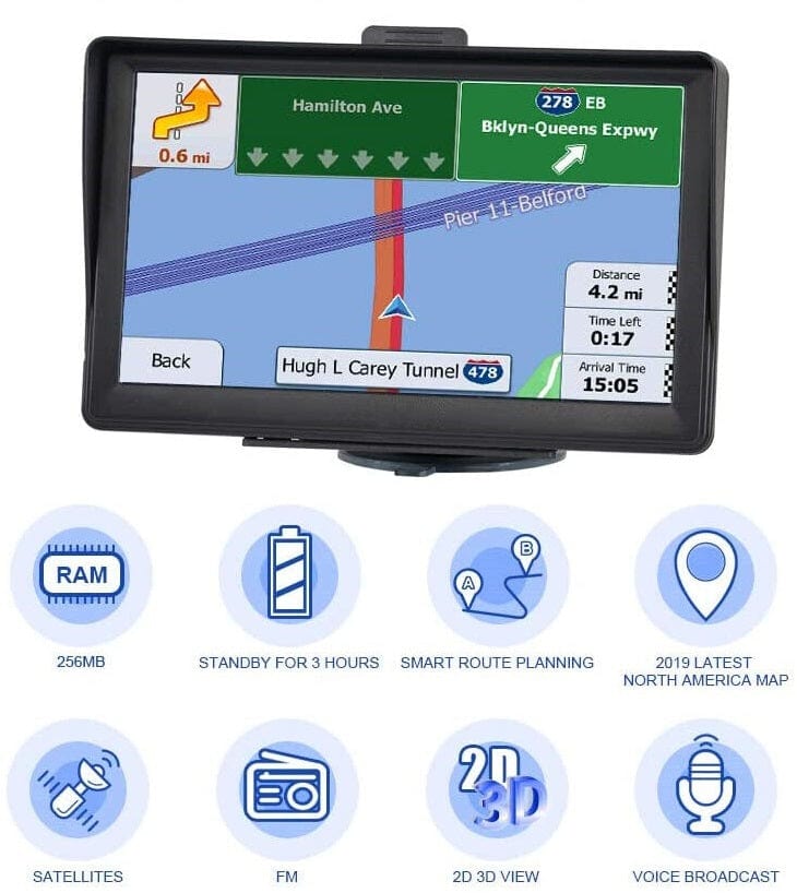 GPS Navigation System with 7-Inch Touchscreen and Voice Guidance for Cars, Trucks, RVs