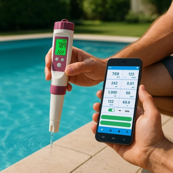Digital Water Quality Tester with Seven Parameter Probe and Mobile App Alerts