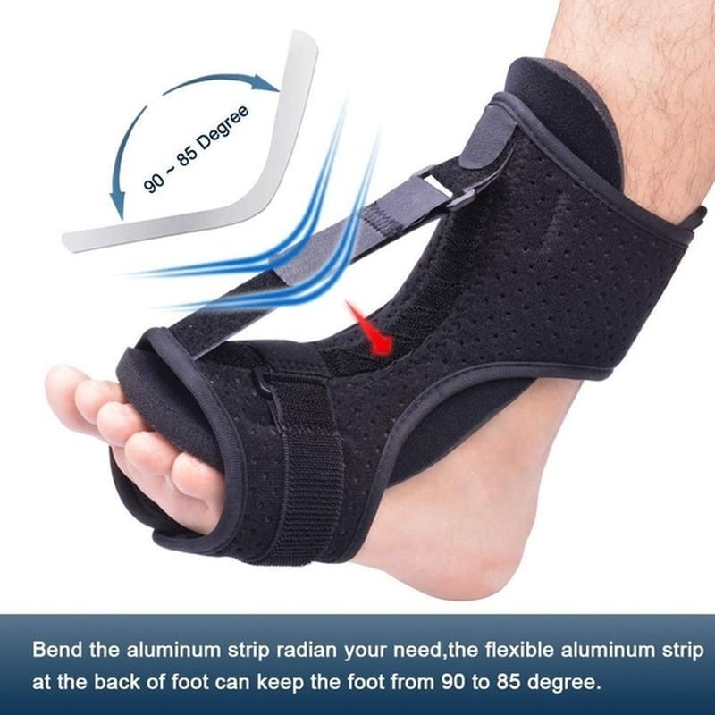 Adjustable Night Splint with Breathable Fabric and Multi-Point Straps for Plantar Fasciitis