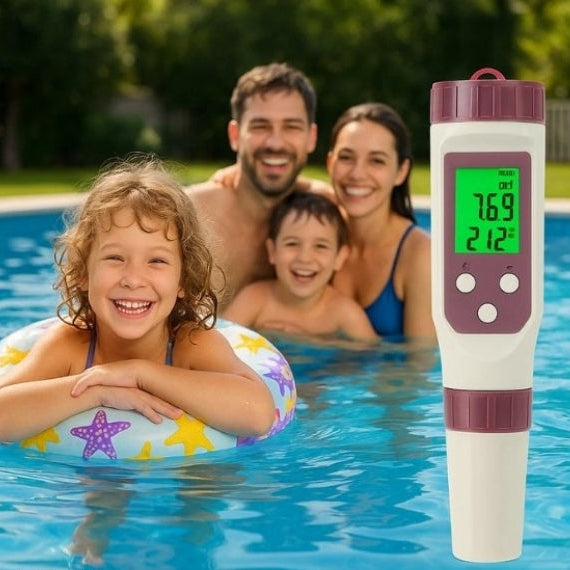 Digital Water Quality Tester with Seven Parameter Probe and Mobile App Alerts