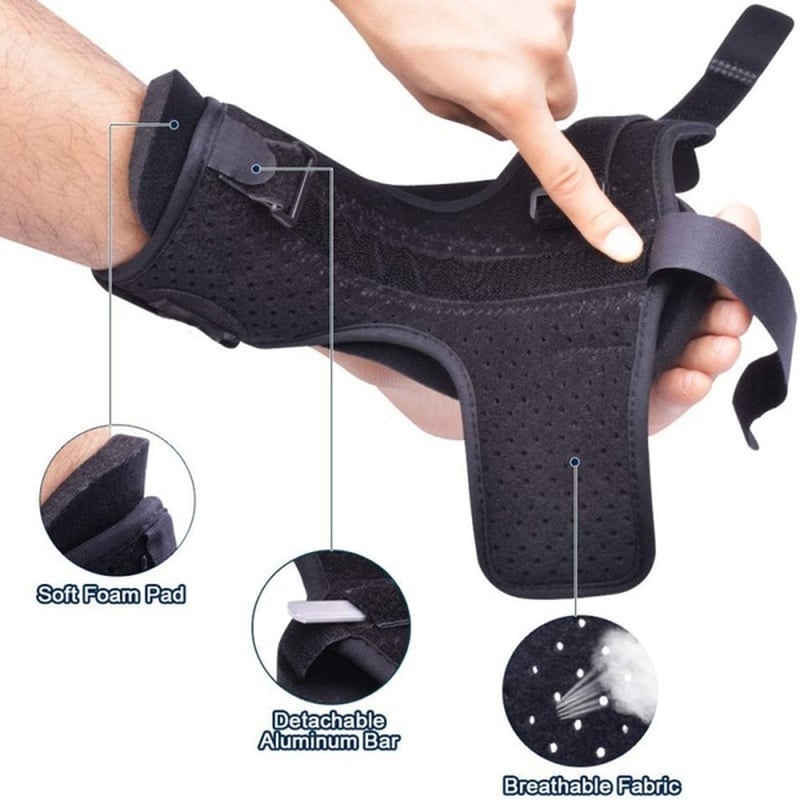 Adjustable Night Splint with Breathable Fabric and Multi-Point Straps for Plantar Fasciitis