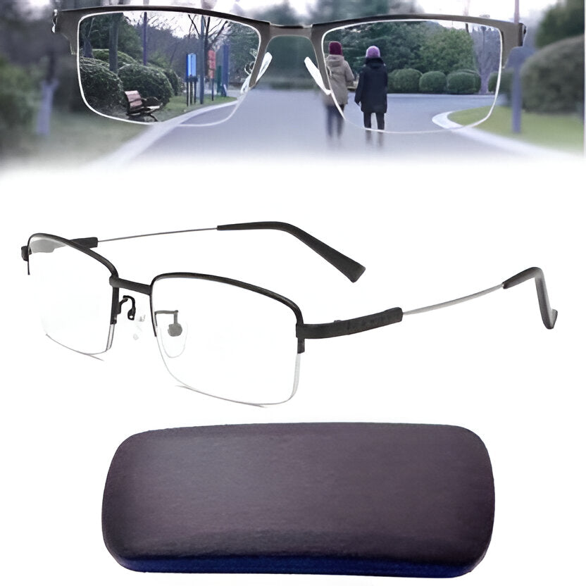 Progressive Multi-Zone Reading Glasses with Blue Light Filtering and Anti-Reflective Coating