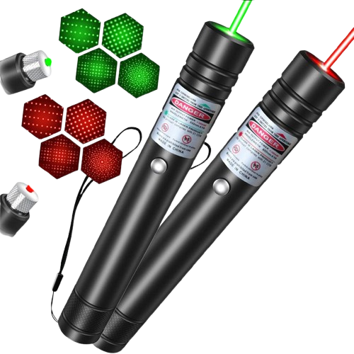 Green Laser Pointer with Rotating Star Cap and Rechargeable Battery, 2000ft Range