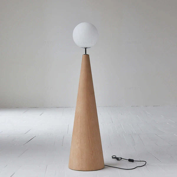 LumiNest Cone Wood Floor Lamp 60" Natural Oak with Globe Shade, Living Room Floor Lamps