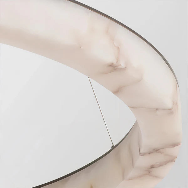 Lumière Halo Marble LED Ring Chandelier 39" Warm White, Modern Living Room Ceiling Lights