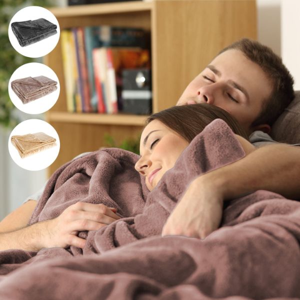Heated Blanket with Soft Flannel Fabric and Low Voltage Power, 63x33 Inches