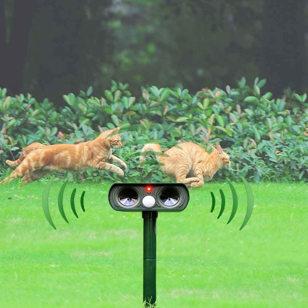 Motion Activated Ultrasonic Animal Repeller with Solar Panel and LED Lights