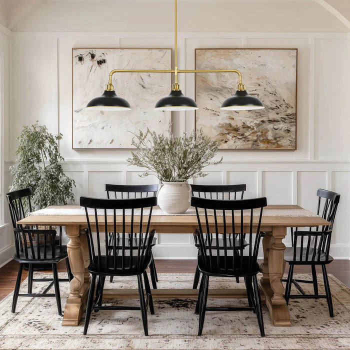 Luxe Black & Brass 3-Light Linear Pendant Adjustable Modern, Kitchen Lights