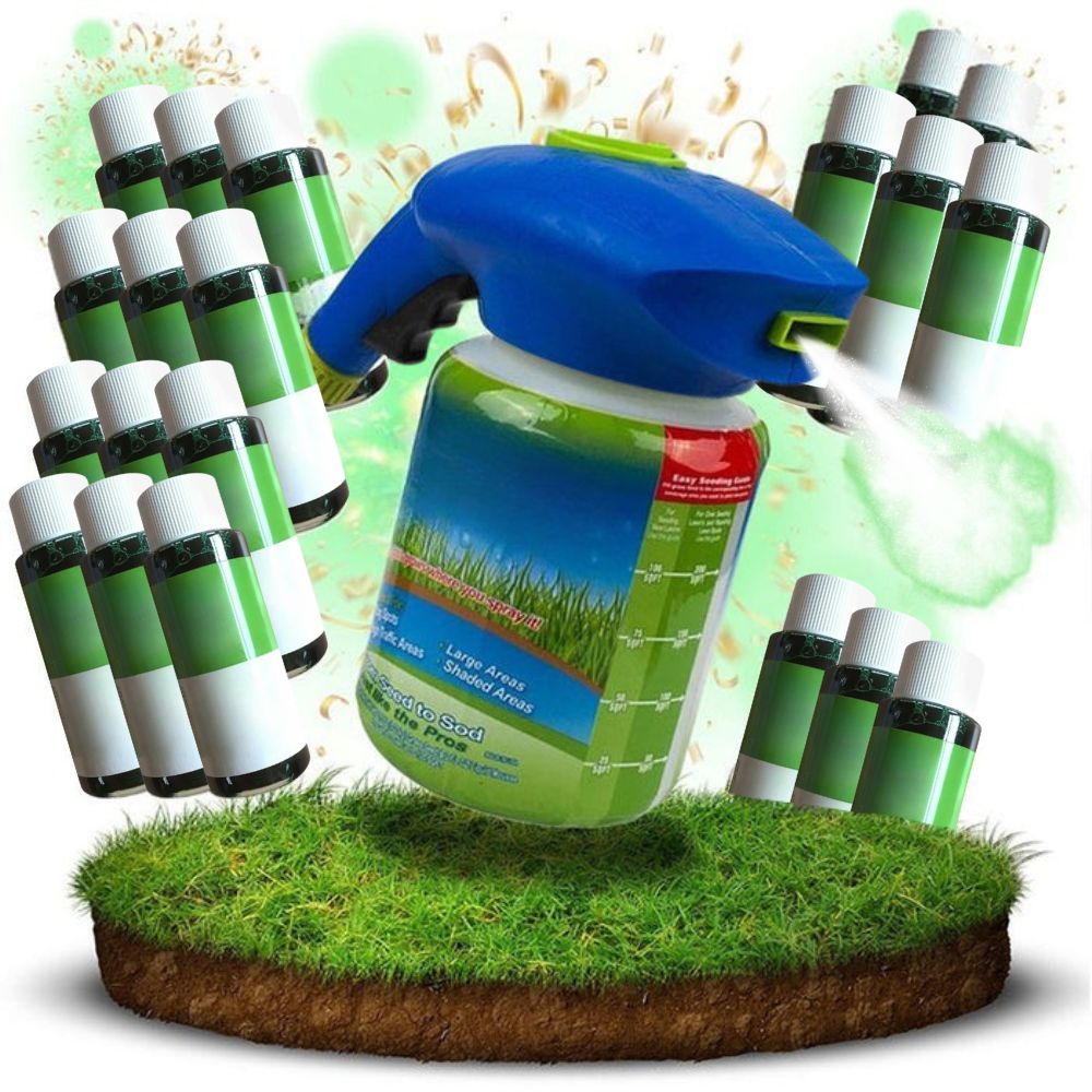Liquid Grass Spray with Seed and Fiber Mulch for Bare Lawn Patches