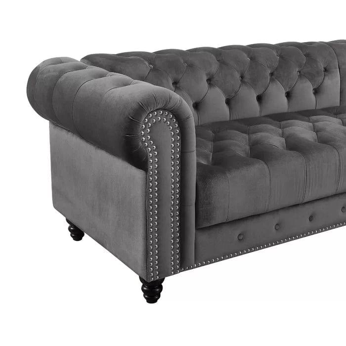 ComfortLuxe Velvet Tufted Sectional Sofa with Chaise Lounge, 2-Piece Living Room Sofas