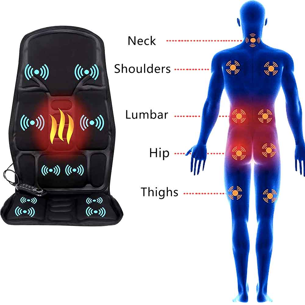 Massage Chair Pad with Heat Therapy and Eight Massage Modes for Car and Home