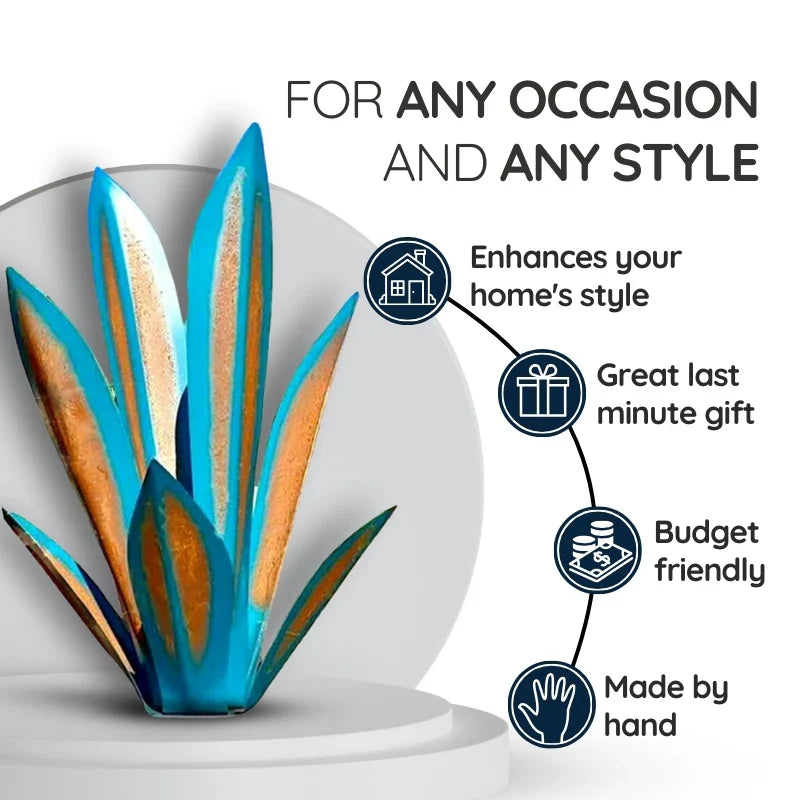 Metal Agave Plant with Rust Finish for Patios and Indoor Corners