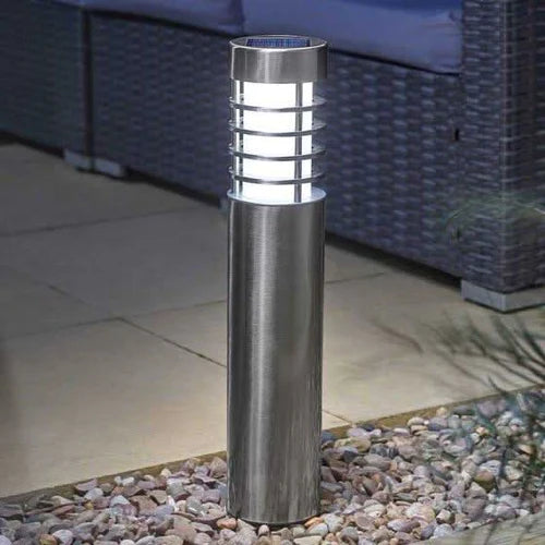 Lumina Path Stainless Steel Solar Bollard Lights 20 Lumens 4-Pack, Outdoor Landscape Lighting
