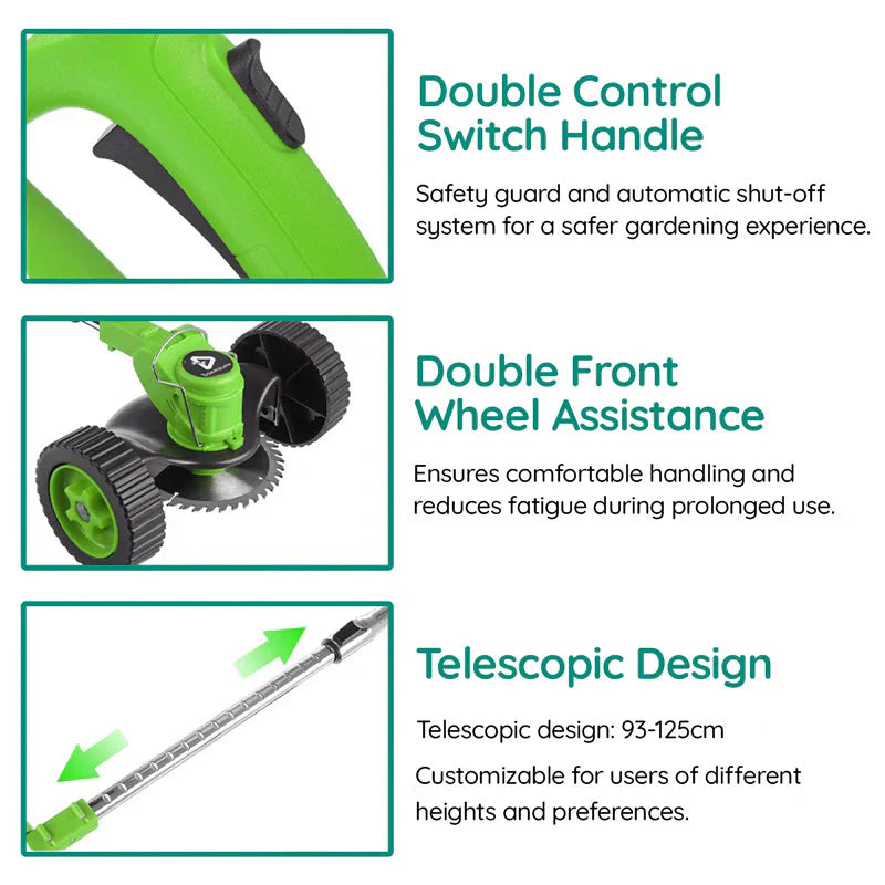 Cordless Grass Trimmer with 24V Motor and Telescopic Rod, Multi-Angle Head