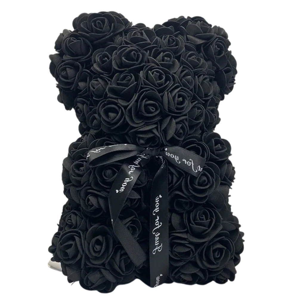 Foam Rose Teddy Bear with Ribbon Neck Accent and Lasting Color, 9.8 Inches