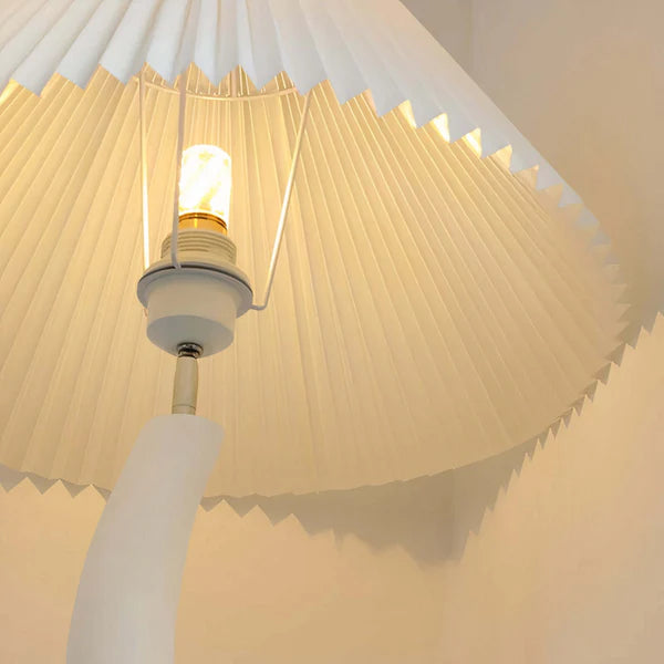 LumiNest Sculptural Spiral Floor Lamp 65" White Resin with Pleated Shade, Living Room Floor Lamps