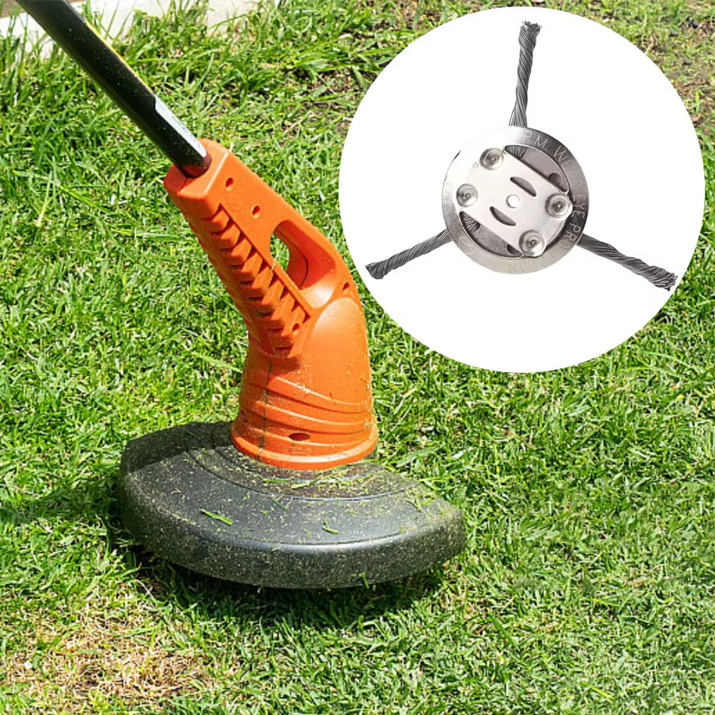 Wire Brush Trimmer Head for Battery Grass Trimmers, 6-Inch