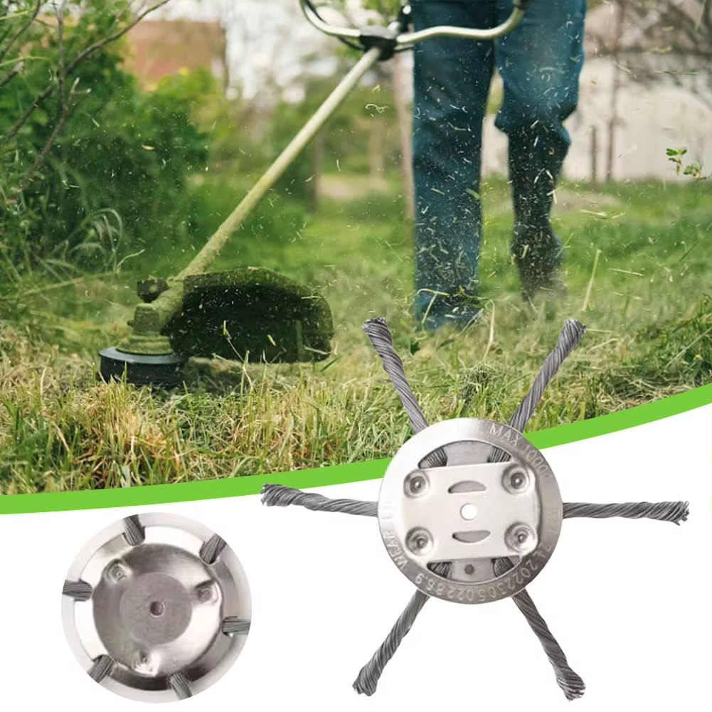 Wire Brush Trimmer Head for Battery Grass Trimmers, 6-Inch