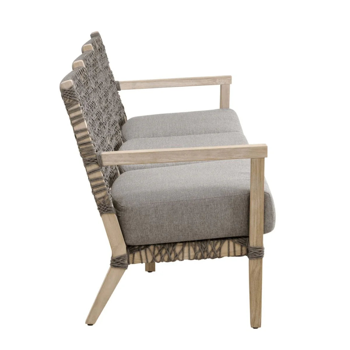 Coastal Haven Teak Rope Outdoor Sofa 77" Natural Gray, Patio Seating