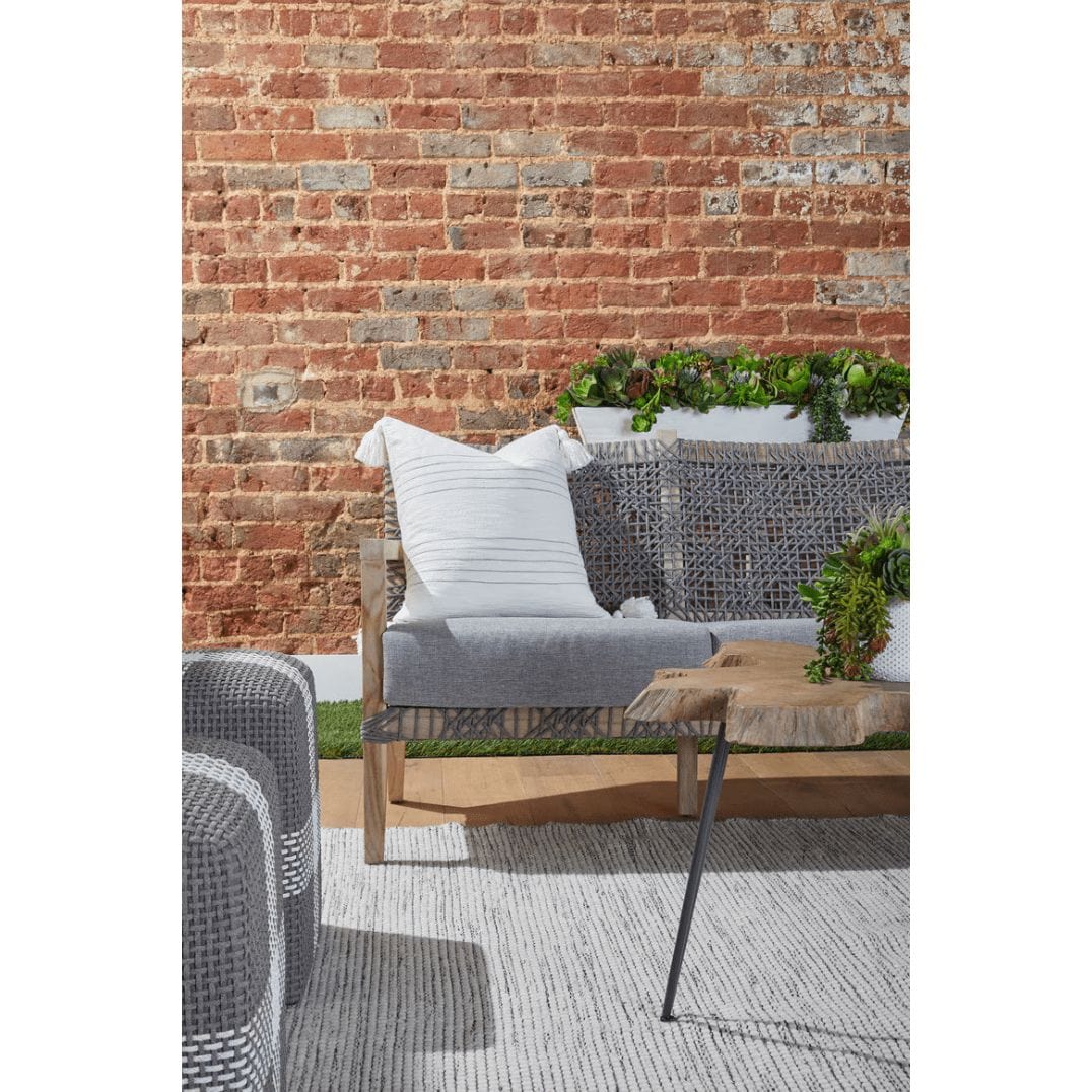 Coastal Haven Teak Rope Outdoor Sofa 77" Natural Gray, Patio Seating