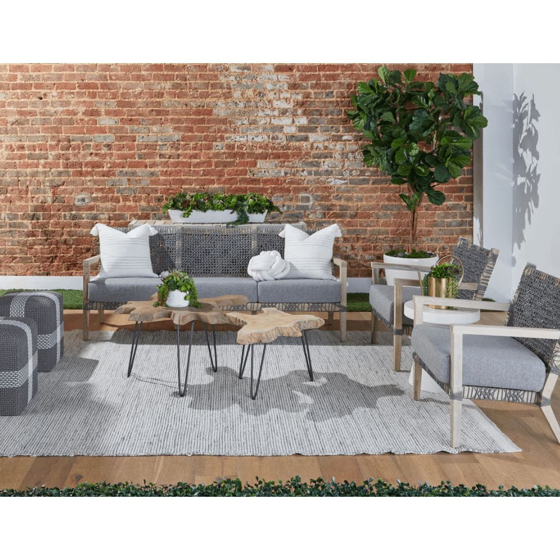 Coastal Haven Teak Rope Outdoor Sofa 77" Natural Gray, Patio Seating