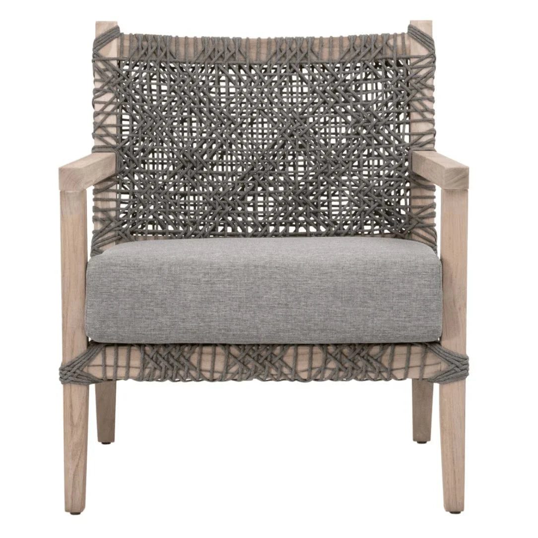 Coastal Haven Teak Rope Outdoor Club Chair Natural Gray, Patio Seating
