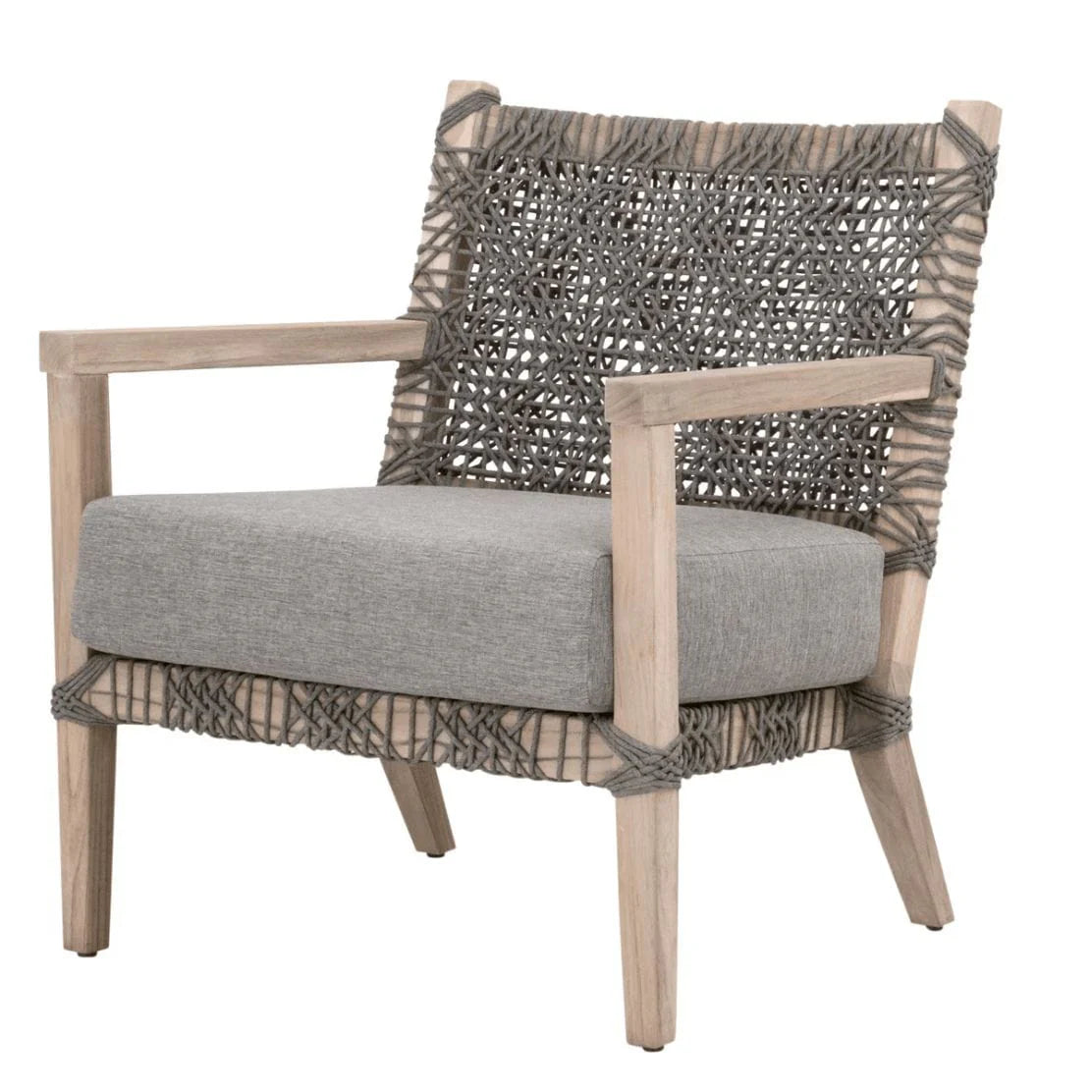Coastal Haven Teak Rope Outdoor Club Chair Natural Gray, Patio Seating