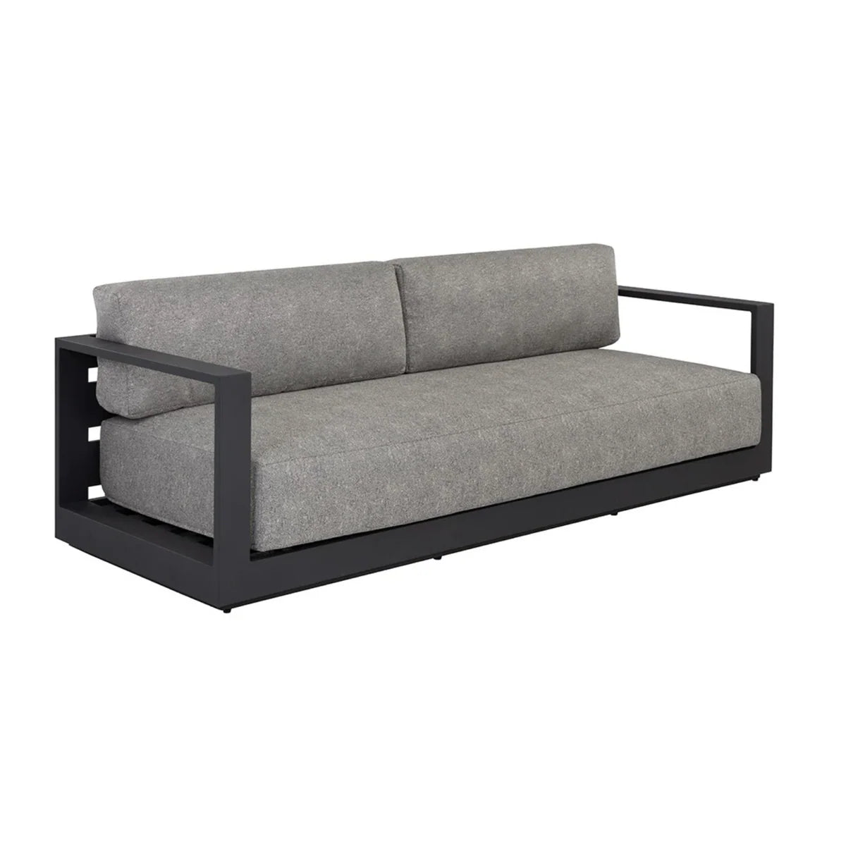 Modern Haven Charcoal Aluminum Outdoor Sofa 89" Salt & Pepper Fabric, Patio Seating