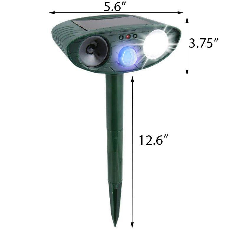 Motion-Activated Rabbit Deterrent with Ultrasonic Sound and Flashing Light, Solar Powered