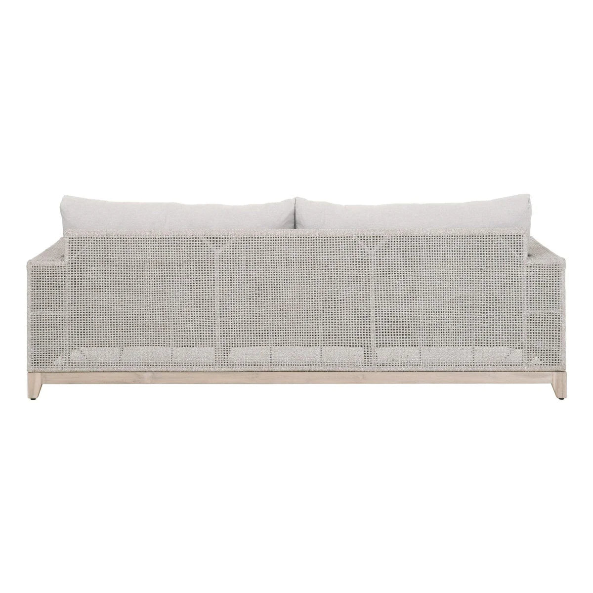 Coastal Luxe Teak Rope Outdoor Sofa 90" Taupe White & Gray, Patio Seating