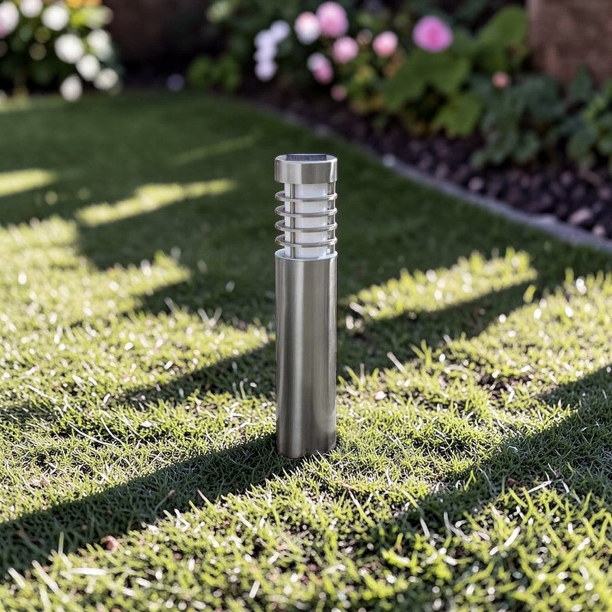 Lumina Path Stainless Steel Solar Bollard Lights 20 Lumens 4-Pack, Outdoor Landscape Lighting