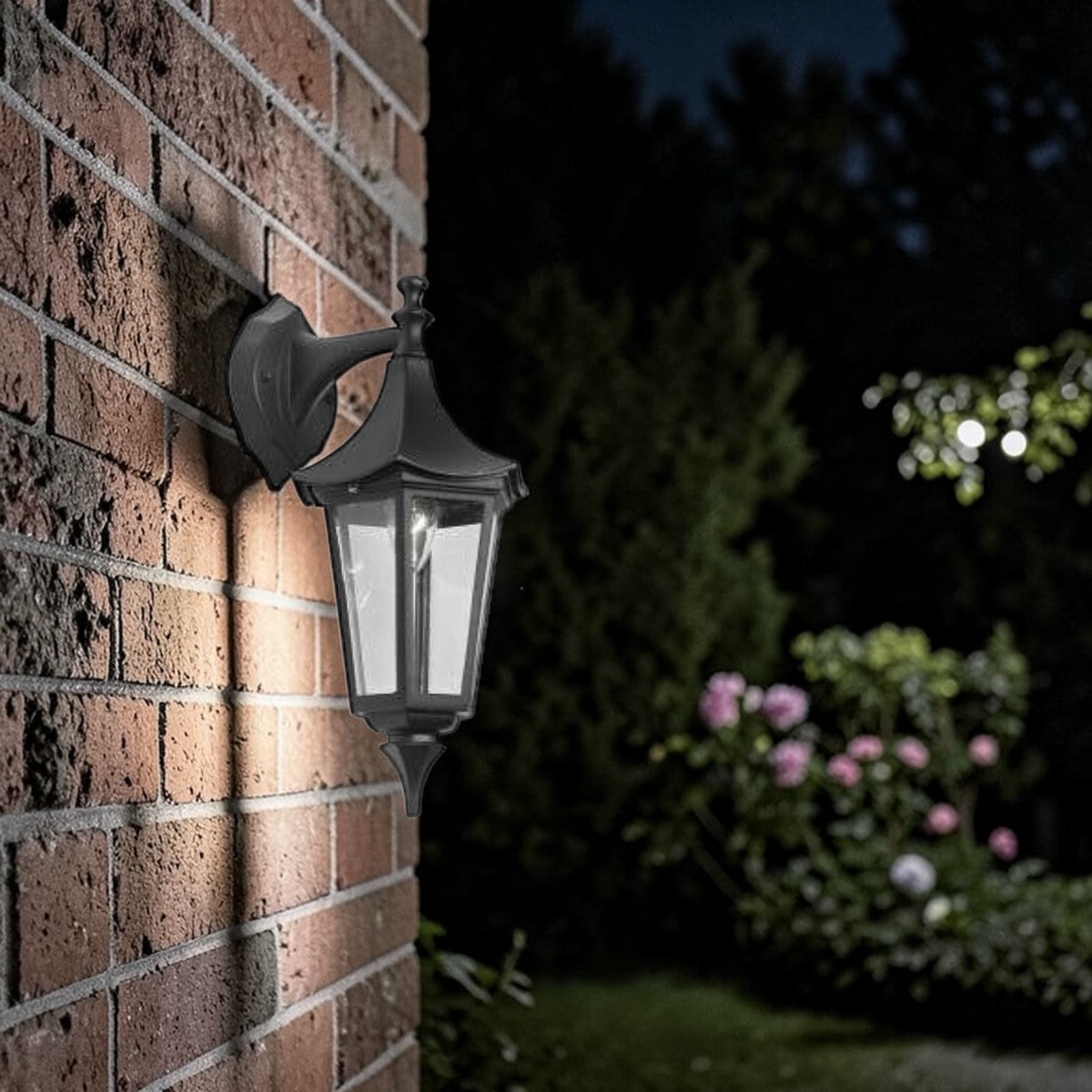 Heritage Glow Black Outdoor Wall Lantern 14" Classic Downlight Fixture, Exterior Lighting