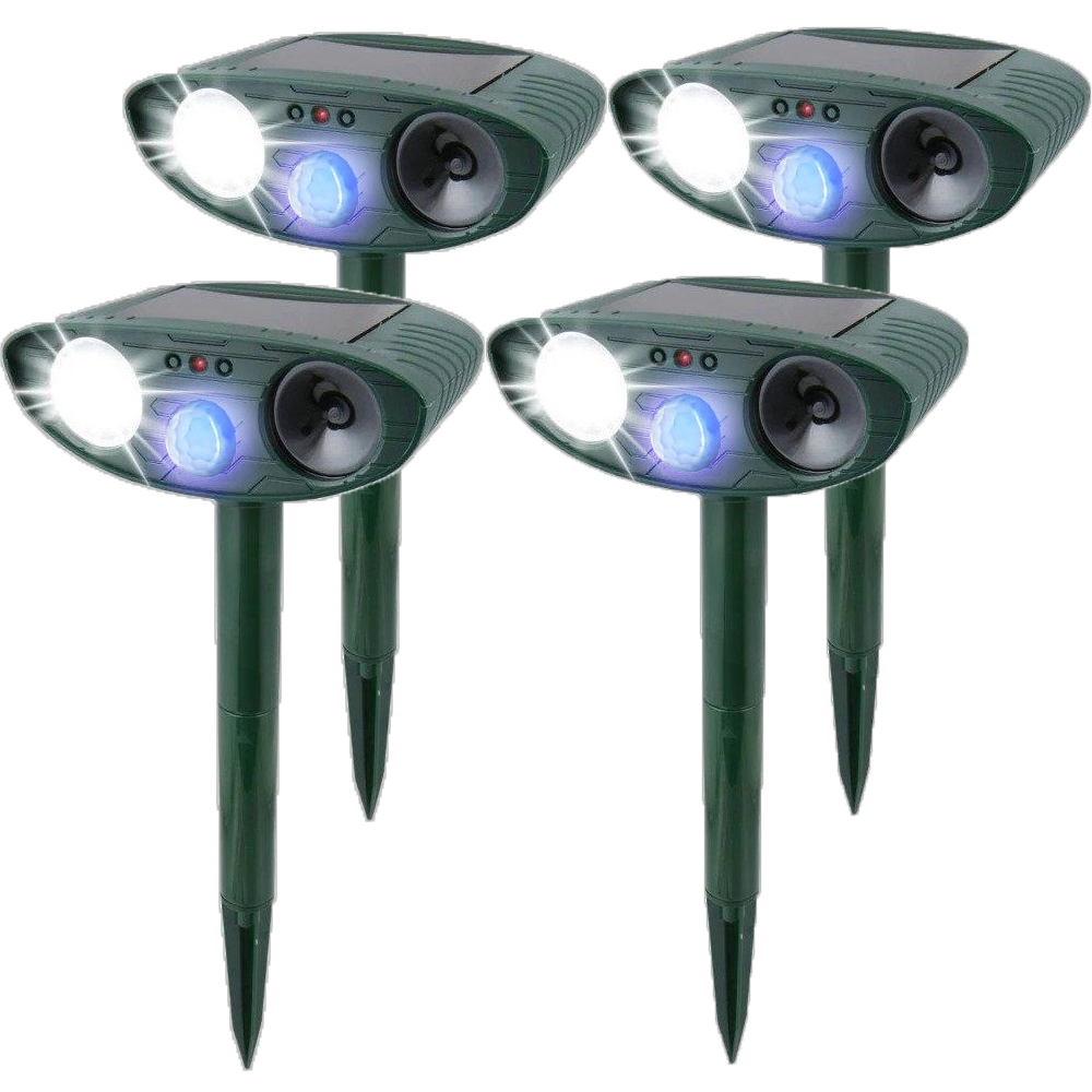 Motion-Activated Rabbit Deterrent with Ultrasonic Sound and Flashing Light, Solar Powered